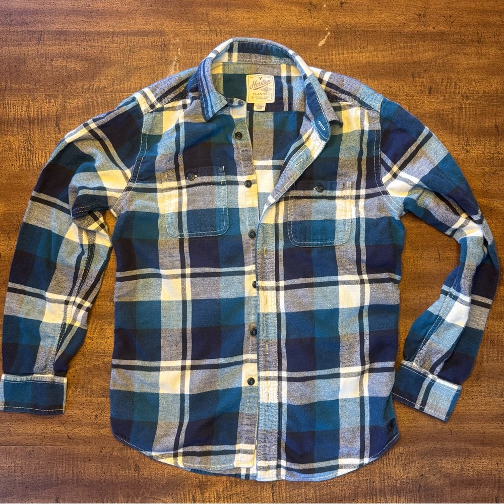 American Eagle Outfitters Blue and White Plaid Shirt